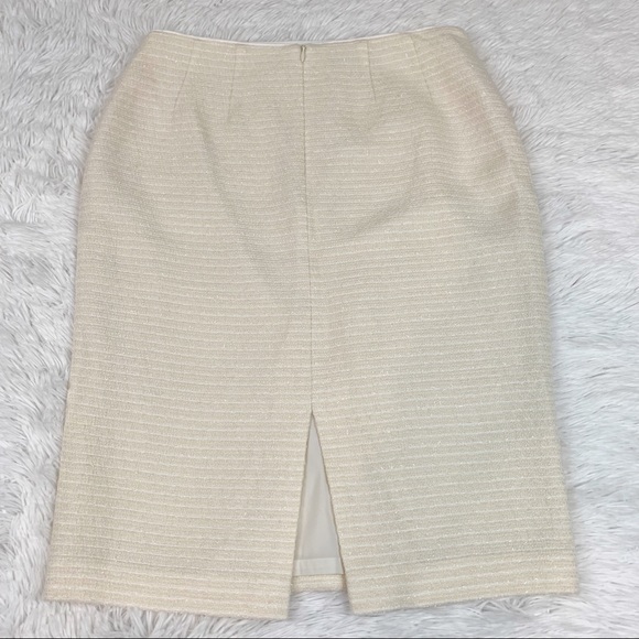 Lafayette 148 tweed Wool blend Pencil Skirt knee length ivory - Picture 9 of 14